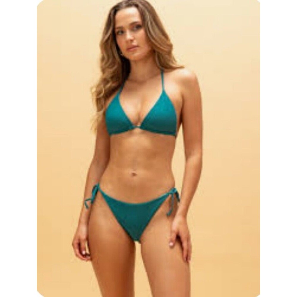 New FULL TILT Reversibe Cheeky Spruc Swim Bikini Bottoms & Triangle Top Bra Sz S